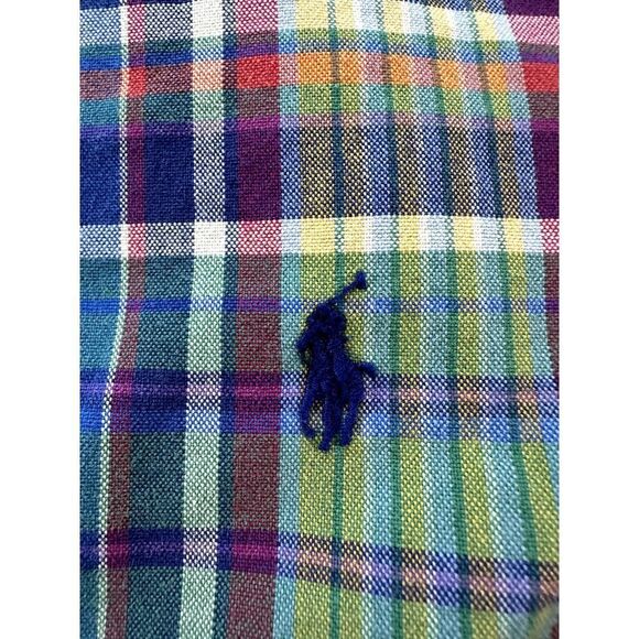 Ralph Lauren Blue Purple Green Plaid Cotton Long Sleeve Shirt Med Mens Preppy - Picture 3 of 9